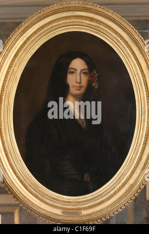 Francia, Indre, bacca di George Sand, Nohant, scrittore's house, il suo ritratto di Auguste Charpentier (1838) Foto Stock