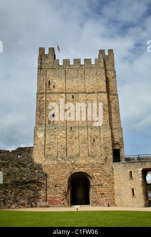 Il mantenere, Richmond Castle (circa 1071), Richmond, North Yorkshire, Inghilterra, Regno Unito Foto Stock