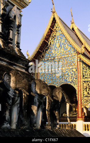 Thailandia Chiang Mai, il Wat Chiang Man, il più antico tempio della città Foto Stock