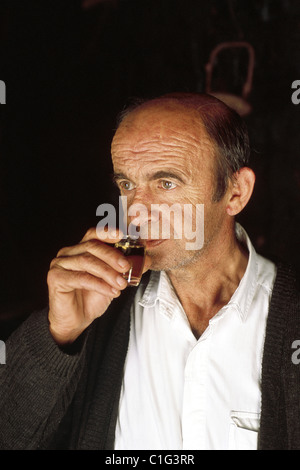 Repubblica di Montenegro Cattaro Bay, monte Lovcen, Raki degustazione, alcool locale Foto Stock