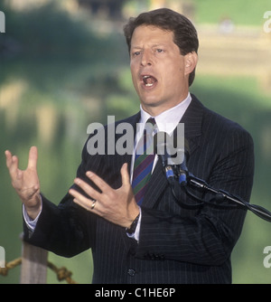 Al Gore tiene una conferenza stampa a Central Park di New York, 14 luglio 1992. Foto Stock