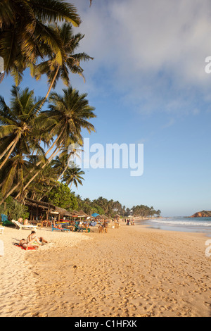Una vista di Mirissa Beach sulla costa sud dello Sri Lanka Foto Stock