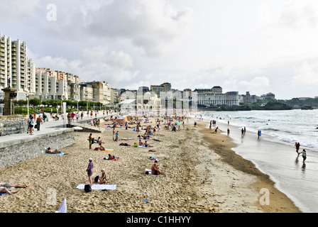 Spiaggia di Biarritz, coste, Grand Plage, Francia, Europa Foto Stock