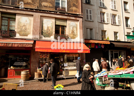 Parigi, Francia - Mercato di rue Mouffetard Foto Stock