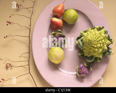 Il ramo, frutta e cavolfiore Foto Stock