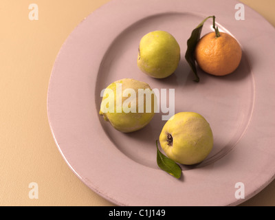 Mela cotogna e Mandarino Foto Stock