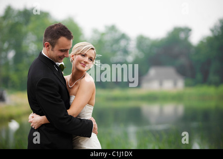 Ritratto di sposa e lo Sposo, Eagles Nest Golf Club, Vaughan, Ontario, Canada Foto Stock