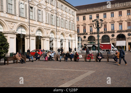 Piazza San Carlo, centro di torino, Italia Foto Stock