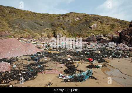 E Flotsum Jetsum, Freshwater West Beach, Pembrokeshire, Wales, Regno Unito Foto Stock