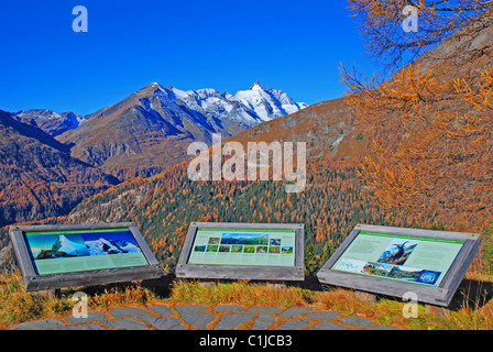 Grossglockner Strada alpina, esplicative visualizza istruzioni, Austria Foto Stock