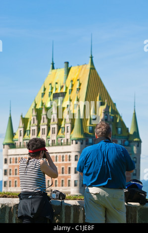 Quebec City, Quebec, Canada. Fairmont le Chateau Frontenac, Città Vecchia. Foto Stock