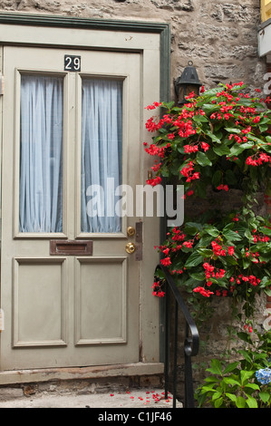 Quebec City, Quebec, Canada. Decorazioni floreali in città vecchia. Foto Stock