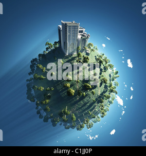 Edifici sul pianeta verde Foto Stock