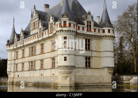 Il Castello di Azay-le-Rideau castle,Indre River Valley,della Valle della Loira,Indre-et-Loire,Francia,l'Europa,Patrimonio Mondiale UNESCO Foto Stock
