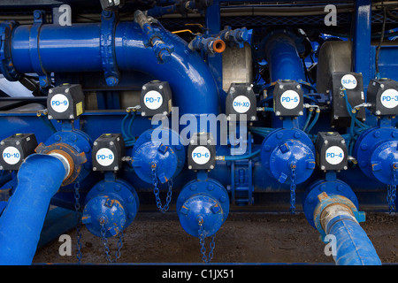 Risorse Cuadrilla perforazione apparecchiature di pompaggio di gas di scisto sito di perforazione, Presse Hall Farm, Singleton, Blackpool, Lancashire, Regno Unito Foto Stock