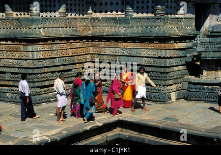 India, Karnâtaka, Hassan, Halebid tempio Foto Stock