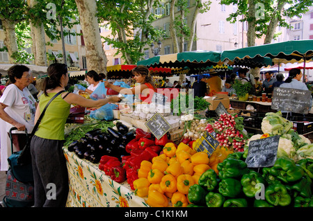 Francia, Bouches du Rhone, Aix en Provence, il mercato di frutta e verdura posto Richelmi Foto Stock
