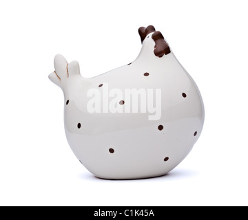 Molto decorativo clay chicken isolato su bianco Foto Stock