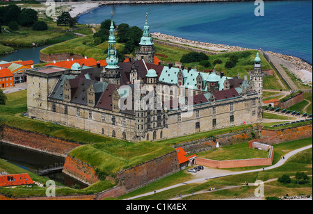 Danimarca Sjaelland Island Elsinore sullo Stretto di Oresund Castello Kronborg elencati come patrimonio mondiale dall' UNESCO il castello è conosciuto Foto Stock