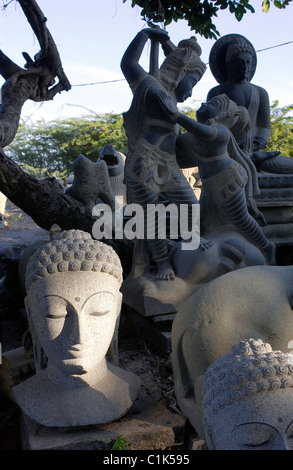 India, Tamil Nadu, Mahabalipuram, città delle belle intagliatori di pietra, stock di sculture in vendita Foto Stock