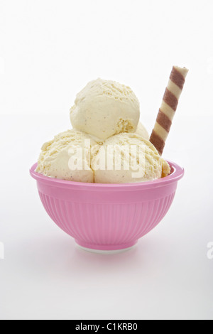 Coppa di gelato alla vaniglia Foto Stock