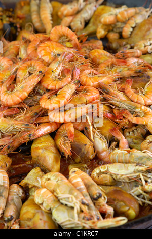 Gamberetti al mercato, St Tropez, Var, Provenza, Provence-Alpes-Côte d'Azur, in Francia Foto Stock