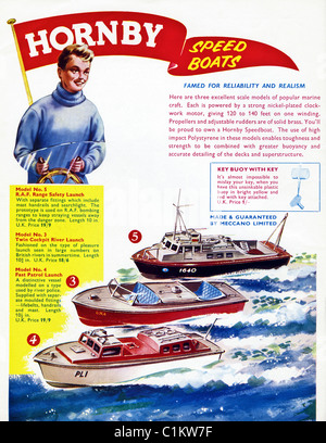 Annuncio originale negli anni sessanta del ragazzo rivista hobby per HORNBY le barche di velocità realizzato da MECCANO Foto Stock
