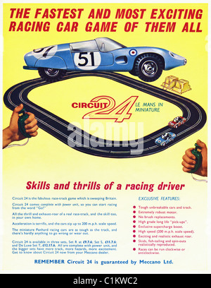 Annuncio originale negli anni sessanta del ragazzo rivista hobby per il circuito 24 car racing gioco realizzato da MECCANO Foto Stock