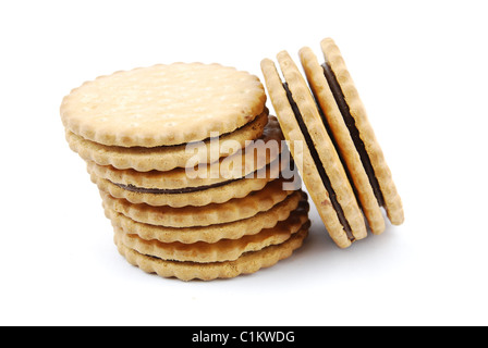 Biscotti al cioccolato su bianco Foto Stock