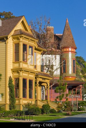 Case in stile vittoriano, l'Heritage Park villaggio vittoriano, centro storico, San Diego, California, Stati Uniti d'America Foto Stock
