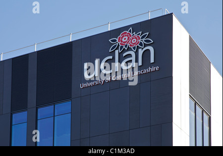 Uclan University of Central Lancashire segno sulla costruzione Foto Stock