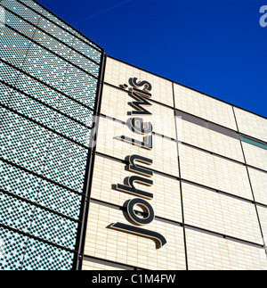 Vista esterna del nuovo John Lewis Department Store edificio e firmare in Cardiff City Centre, Wales UK KATHY DEWITT Foto Stock