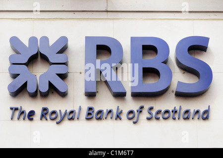 RBS Royal bank of Scotland segno, London, England, Regno Unito Foto Stock