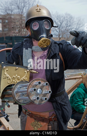 Festa di Primavera a bandire dello spirito del male di Le Nain Rouge da Detroit Foto Stock