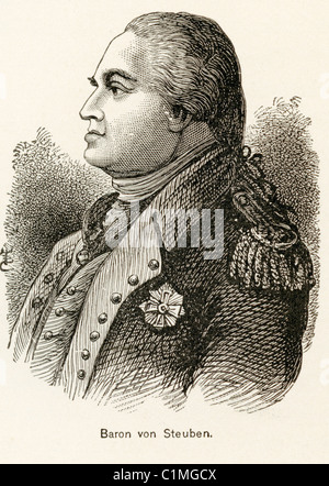 Vecchia litografia del barone von Steuben, maggiore generale dell'esercito continentale durante la guerra rivoluzionaria americana Foto Stock