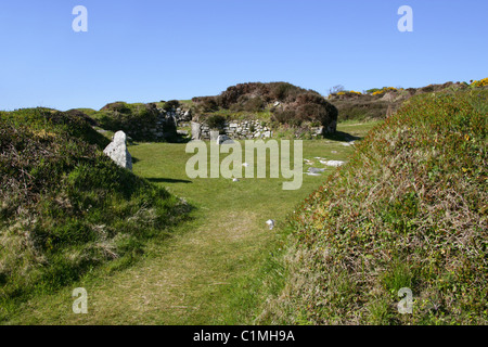 Chysauster Iron Age Settlement, West Penwith, Cornwall, Regno Unito. Foto Stock