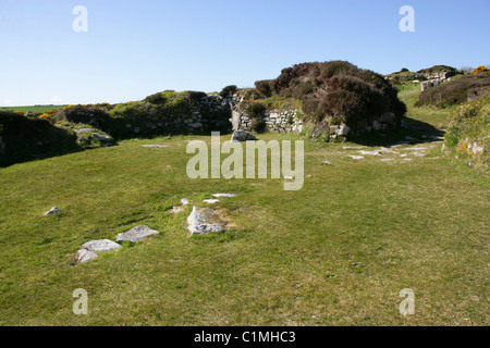 Chysauster Iron Age Settlement, West Penwith, Cornwall, Regno Unito. Foto Stock