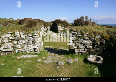 Chysauster Iron Age Settlement, West Penwith, Cornwall, Regno Unito. Foto Stock