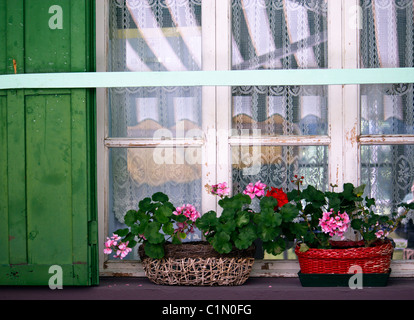 Home Windows sulle montagne delle Dolomiti, Italia Foto Stock