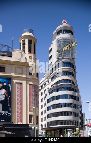 Madrid, Garrion Gebäude in der Gran Via, Kino Capitol Foto Stock