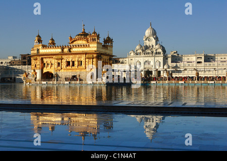 India, Penjab, Amritsar e Harmandir Sahib (Tempio d'Oro), Sikh centro spirituale e culturale Foto Stock