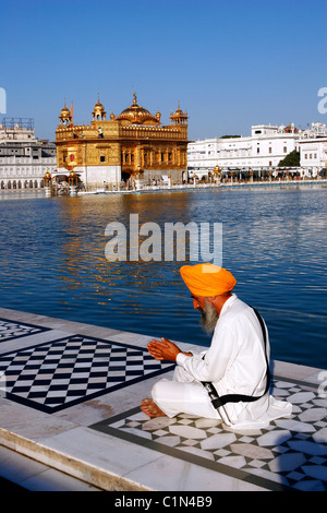 India, Penjab, Amritsar e Harmandir Sahib (Tempio d'Oro), Sikh centro spirituale e culturale Foto Stock