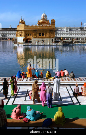 India, Penjab, Amritsar e Harmandir Sahib (Tempio d'Oro), Sikh centro spirituale e culturale Foto Stock