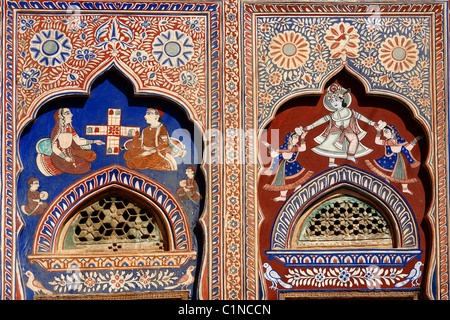 India Rajasthan, Shekhawati, Fatehpur, Haveli Foto Stock