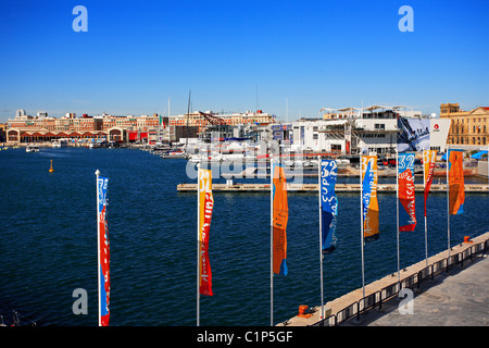 Spagna, Valencia, porto e sito del 2007 Coppa America regata a vela Foto Stock