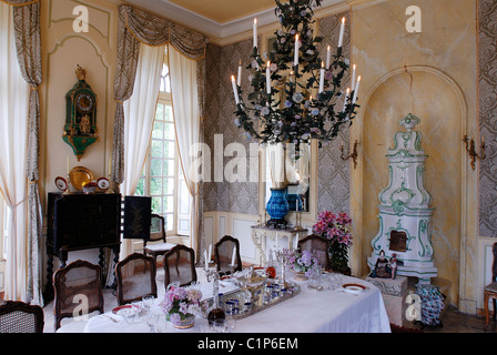 Francia, Calvados, Chateau de Vandeuvre, la sala da pranzo Foto Stock