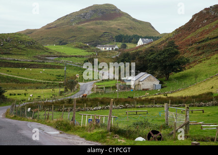 Repubblica di Irlanda, County Donegal, Bunbeg, strada attraverso la campagna Foto Stock