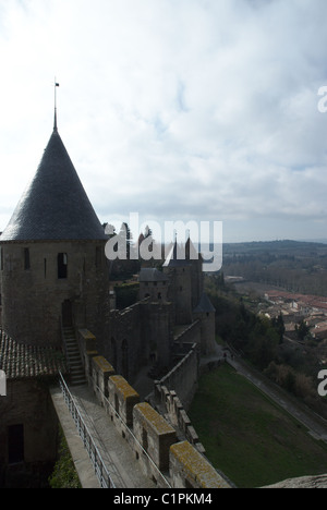 La medievale città fortificata di Carcassonne, Francia. Patrimonio mondiale dell UNESCO Foto Stock