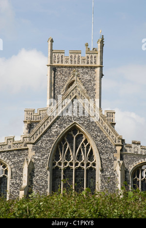 Inghilterra, Suffolk, Stratford, Chiesa di S. Maria, flint di fronte facciata Foto Stock