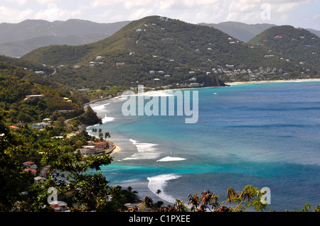 Vista del Mar dei Caraibi da Tortola BVI Isole Foto Stock